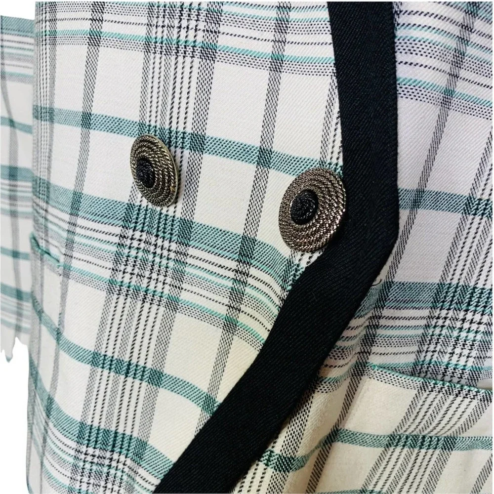 Vintage Plaid Double Breasted Blazer Jacket sz 10 | 2749 - Picture 3 of 9